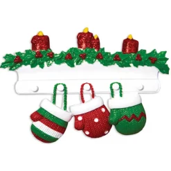 Cheap PolarX Personalized Mitten Family Of 3 Ornament