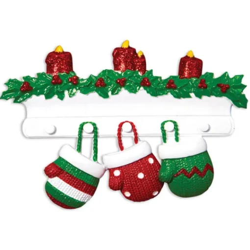 Cheap PolarX Personalized Mitten Family Of 3 Ornament
