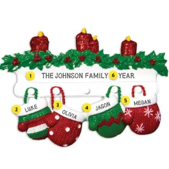 Sale PolarX Personalized Mitten Family Of 4 Ornament