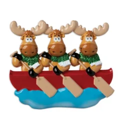 Best Sale PolarX Personalized Moose Family Of 3 In Canoe Ornament