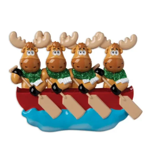 Flash Sale PolarX Personalized Moose Family Of 4 In Canoe Ornament
