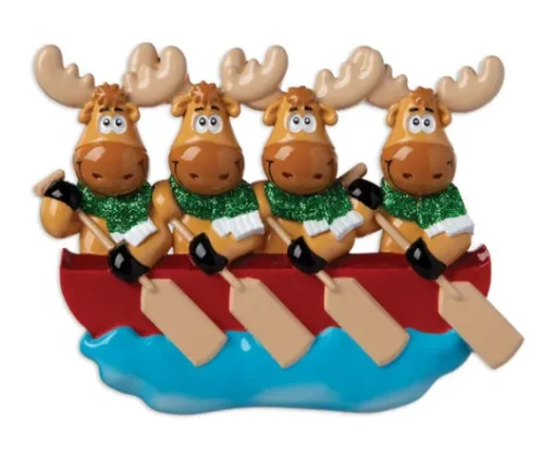 Flash Sale PolarX Personalized Moose Family Of 4 In Canoe Ornament