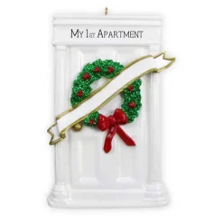 Store Personalized My 1St Apartment Christmas Decorated Door Ornament Home & Housewarming