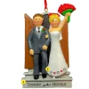 Online Personalized Newlyweds Couple Ornament - Male, Brown Hair And Female, Blonde Hair Engaged, Wedding, & Anniversary