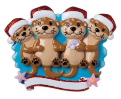 Store PolarX Personalized Otter Family Of 4 Ornament