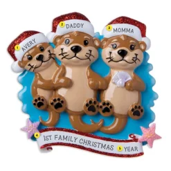 Flash Sale PolarX Personalized Otter Family Of 3 Ornament