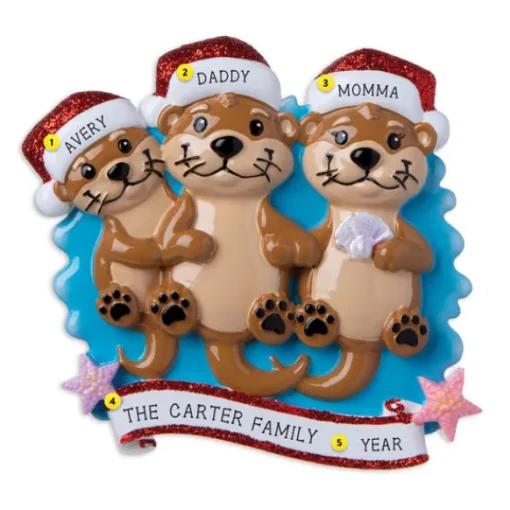 Flash Sale PolarX Personalized Otter Family Of 3 Ornament