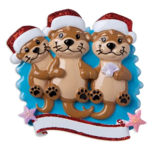 Flash Sale PolarX Personalized Otter Family Of 3 Ornament
