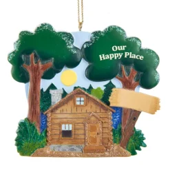 Cheap Personalized Our Happy Place Cabin Ornament Home & Housewarming