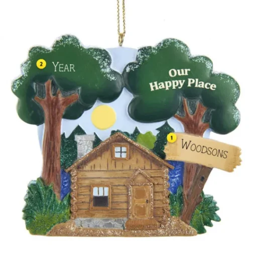 Flash Sale Kurt Adler Personalized Our Happy Place Cabin Ornament