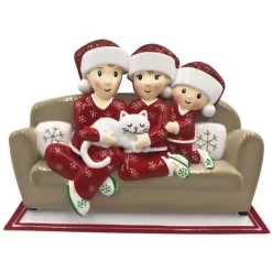 Discount PolarX Personalized Pajama Family Of 3 With A Cat Ornament