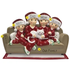Flash Sale PolarX Personalized Pajama Family Of 4 With A Cat Ornament