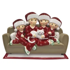 Flash Sale PolarX Personalized Pajama Family Of 4 With A Cat Ornament