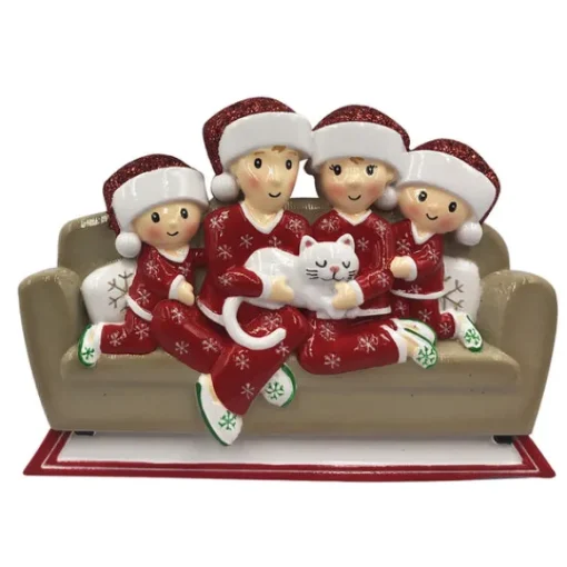 Flash Sale PolarX Personalized Pajama Family Of 4 With A Cat Ornament