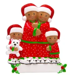 Cheap PolarX Personalized Pajama Family Of 4 Ornament-African American