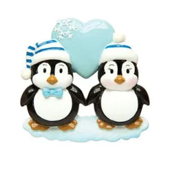 Outlet Personalized Penguin Couple With Blue Heart Ornament Couples