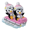 Online Personalized Pink Twin Penguins Ornament Baby