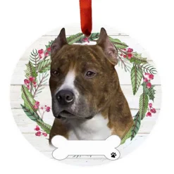 Cheap E & S Imports Personalized Pit Bull Ornament - Brindle