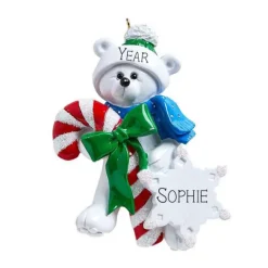 Cheap Rudolph & Me Personalized Polar Bear With Candy Cane Ornament