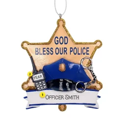 Online Kurt Adler Personalized Police Badge With Hat Ornament