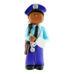 Clearance Ornament Central Personalized Police Ornament - African-American Male