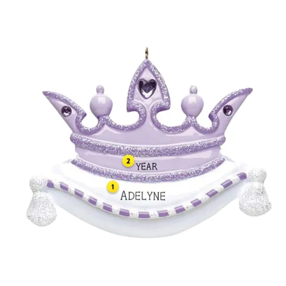 Cheap Personalized Princess Crown Ornament - Purple Kids