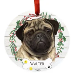 Cheap E & S Imports Personalized Pug Ornament