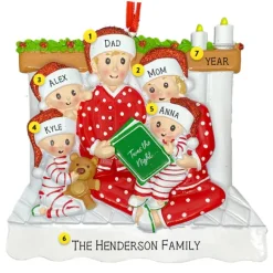 Hot PolarX Personalized Reading In Bed Family Of 5 Ornament