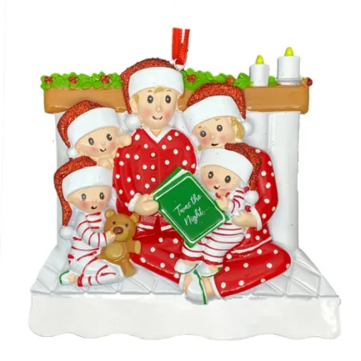 Hot PolarX Personalized Reading In Bed Family Of 5 Ornament