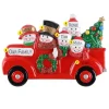 Hot Personalized Red Truck Snowman Family Of 5 Ornament Transportation
