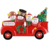 Hot Personalized Red Truck Snowman Family Of 4 Ornament Transportation