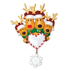 Online PolarX Personalized Reindeer Family Of 4 With Heart And Snowflake Ornament