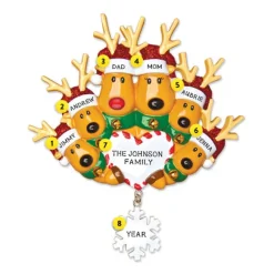 Discount PolarX Personalized Reindeer Family Of 6 With Heart And Snowflake Ornament