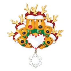 Discount PolarX Personalized Reindeer Family Of 6 With Heart And Snowflake Ornament