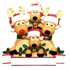 Clearance Personalized Reindeer Family Of 4 Table Top Decoration Table Tops