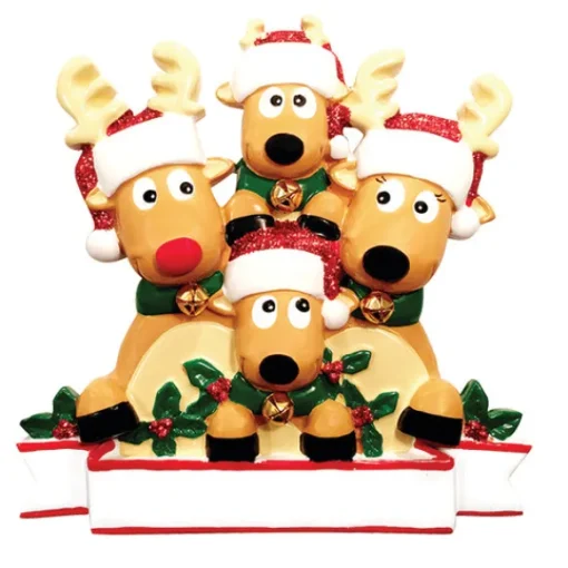 Clearance Personalized Reindeer Family Of 4 Table Top Decoration Table Tops