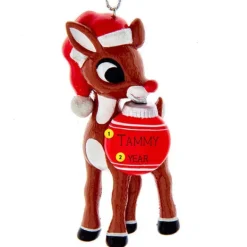 Clearance Personalized Rudolph The Red Nose Reindeer® With Bulb Ornament Licensed Characters