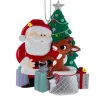 Fashion Personalized Rudolph The Red Nose Reindeer® With Tree And Santa Ornament Licensed Characters