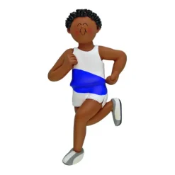 Cheap Ornament Central Personalized Runner Ornament - African-American Male