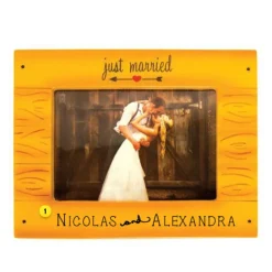 Hot Personalized Rustic Wedding Photo Frame Ornament Engaged, Wedding, & Anniversary