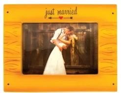 Hot Personalized Rustic Wedding Photo Frame Ornament Engaged, Wedding, & Anniversary