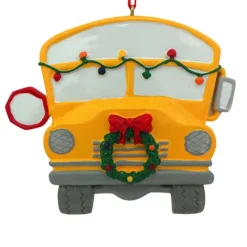 Hot Personalized School Bus Ornament With Christmas Lights And Wreath School Days