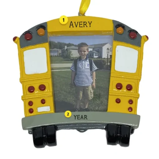 Hot Personalized School Bus Picture Frame Ornament Transportation