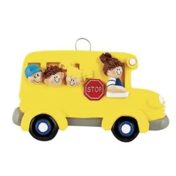 Clearance Rudolph & Me Personalized School Bus With Children Ornament