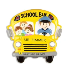 Best Sale Personalized School Bus With Riders Ornament School Days