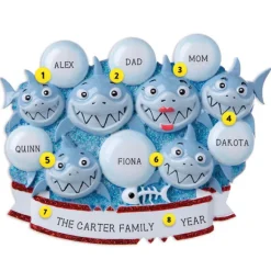 Best Sale PolarX Personalized Shark Family Of 6 Ornament