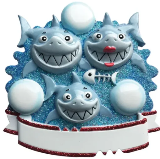 Best PolarX Personalized Shark Family Of 3 Ornament