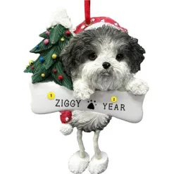 Best Sale E & S Imports Personalized Shih Tzu Dog Ornament - Black & White Puppy Cut