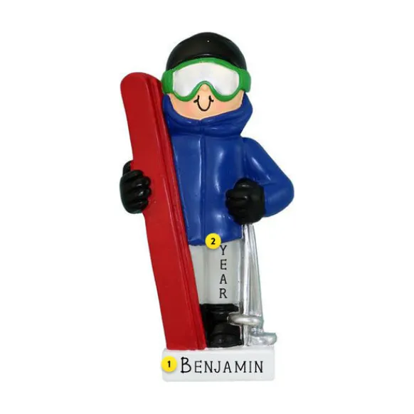 Cheap Ornament Central Personalized Skier Ornament - Male