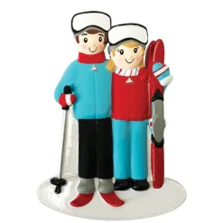 Store PolarX Personalized Skiing Couple Ornament